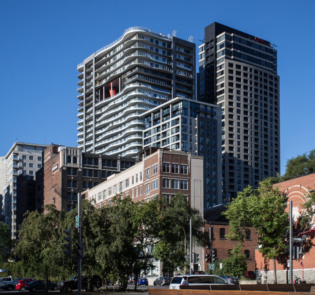 Exterior view of an apartment building managed by the Benvenuto Group, a landmark high-end rental community in Toronto.