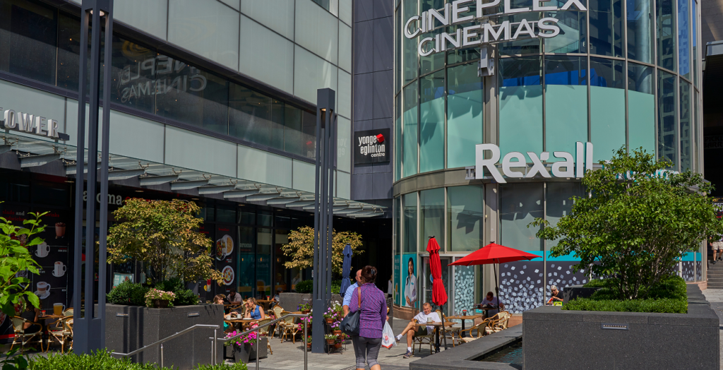 Cineplex VIP Cinemas and major retail at the Yonge and Eglinton Centre, a 10-minute walk from 18 Brownlow.